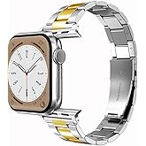 HUANLONG Slim Metal Band Compatible with Apple watch bands 49mm 46mm 45mm 44mm 42mm 41mm 40mm 38mm, No Tool needed Stainless Steel Chain Strap for iWatch Bracelet