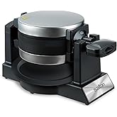 Salton Rotating Double Belgian Waffle Maker – 2 Waffles in Under 3 Minutes | Rotating Design for Even Cooking | Non-Stick Pla