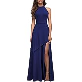 MUSHARE Women's Halter Neck Formal Dress Sexy Split Party Long Cocktail Dresses