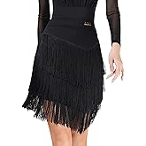 ECDAHICC Women's Fringe Mini Skirt High Waisted Tassel Bodycon Party Skirt Ballroom Latin Tango Slasa Dance Skirt