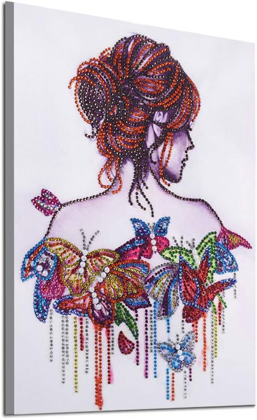 Byeel DIY 5D Diamond Painting by Number Kit, Full Drill Women Priting Embroidery Cross Stitch Arts Craft Canvas Wall Decor 30x40cm(Multicolor,30X40cm)