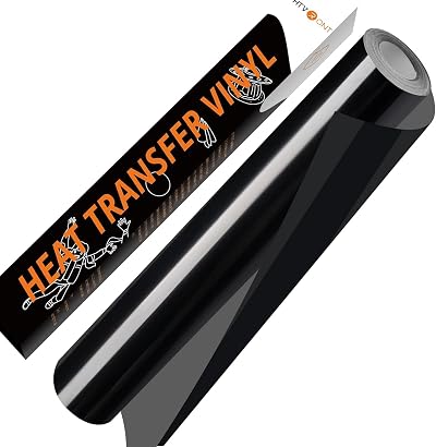 HTVRONT Black HTV Vinyl Roll 12in x 10ft PU Easy to Cut Weeding Heat Transfer
