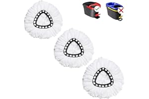 Mop Replace Head, Spin Mop Replacement Head Easywring 1-Tank System, Easy Cleaning, Microfiber, Machine Washable (3 Pack)
