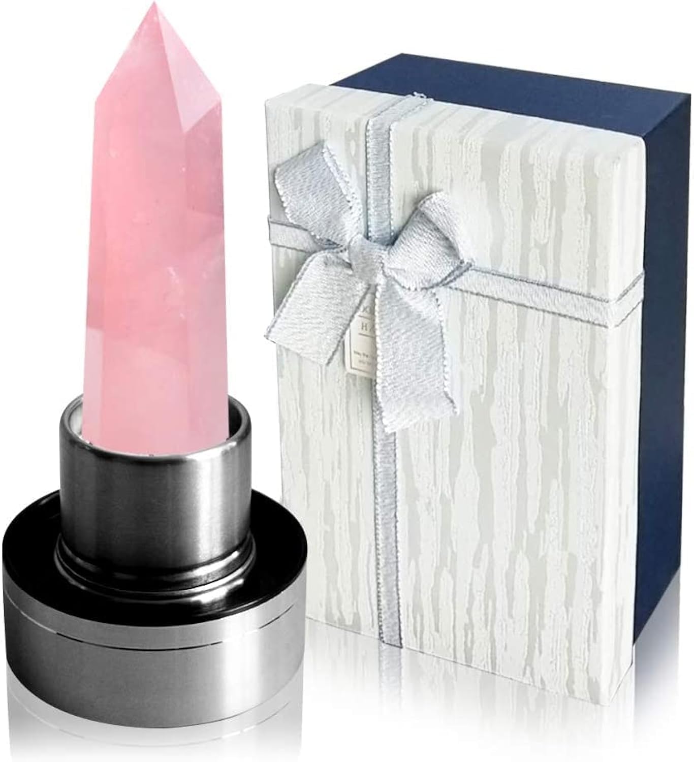 HINATAA Crystal Water Bottle, Removable Natural Crystal Gemstone Glass Bottle, Portable Proof Leak Natural Quartz Water Bottle, BPA Free Durable Gemstone Bottle 550ml (Pink Crystal)