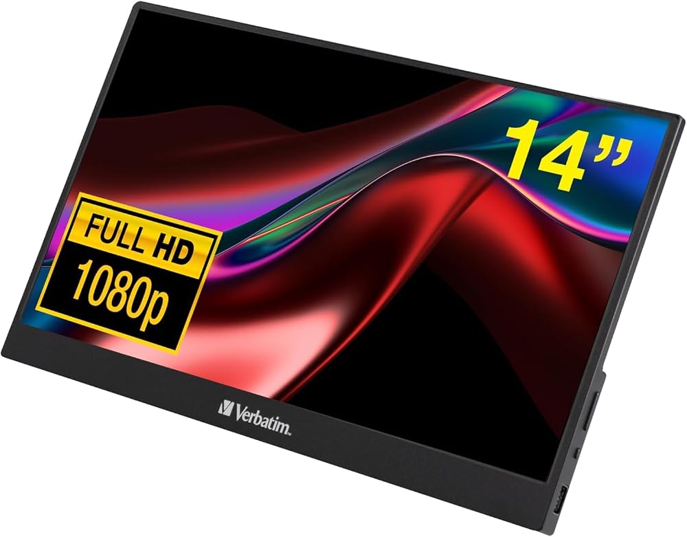 Verbatim 14 Inch Full HD Portable Monitor USB-C HDMI Laptop Tablet Phone PS5
