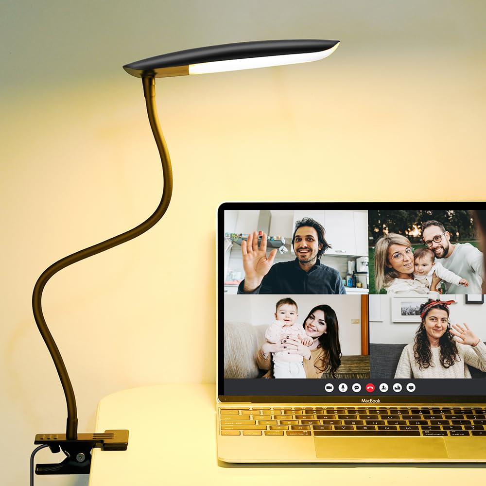 Photo 1 of LiFMIRA Clip on Lamp USB Reading Light 3 Color Modes 3000-6000K and 10 Brightness 8W 40 LED Flexible Gooseneck Desk Light Clip on Lamp for Desk Eye Caring Bed Lamp for Headboard (No Plug)