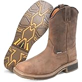 Carolina 10" Composite Toe Work Boots - EH Rated Work Boots for Men - Mesh Lined Waterproof Shoes - Double Tuff PU Footbed - Oil & Slip-Resistant Rubber Outsole - Brown - 11