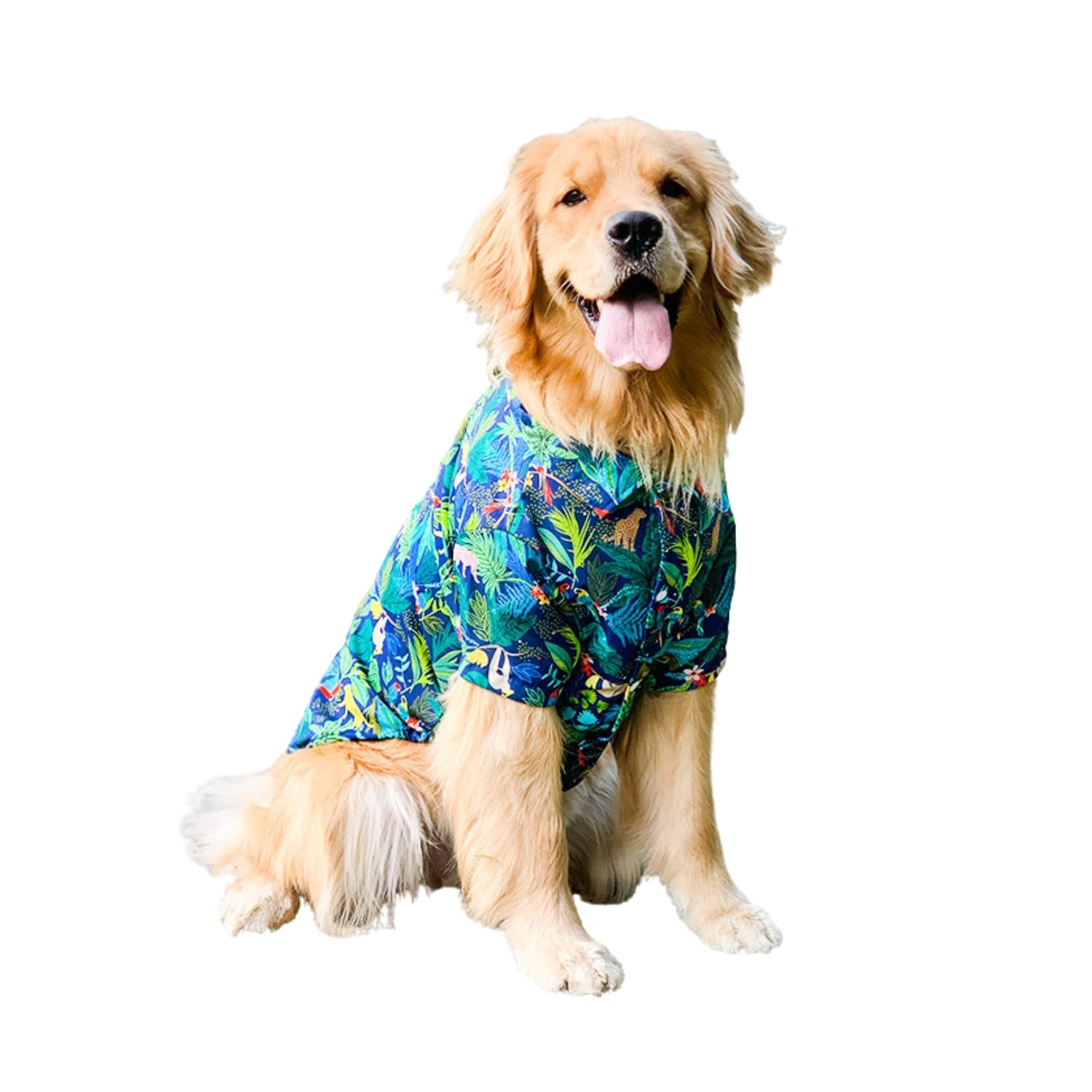 BT Bear Dog Hawaiian Shirts, Dog Summer Clothes Breathable Dog Cotton T-Shirts 3XL-8XL for Medium Dog Large Dogs (7XL, Dark Blue)