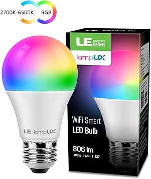 Le Wifi E27 Lampe 8 5w Dimmbar Smart Wlan Led Birne 806lm Intelligente Mehrfarbige Gluhbirne 2700 6500k Kompatibel Mit Alexa Echo Echo Dot Und Google Home Kein Gateway Erforderlich Rgbw 1er Amazon De Beleuchtung