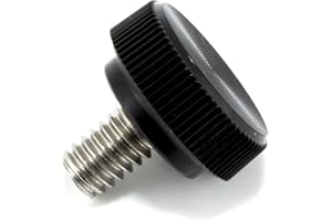 THUMB SCREW DEPOT #8-32 x 1/4" Thumb Screw Stainless Steel - Black Knurled Round Plastic Knob - Standard/Coarse Thread ThumbScrew - Length: 0.250" - Proudly Built in USA - Package of (10)
