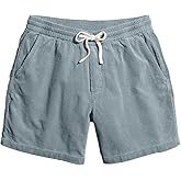 JEMLDL Men's Corduroy Shorts 5 Inch Inseam Drawstring Elastic Waist Lightweight Casual Summer Beach Shorts with Pocket