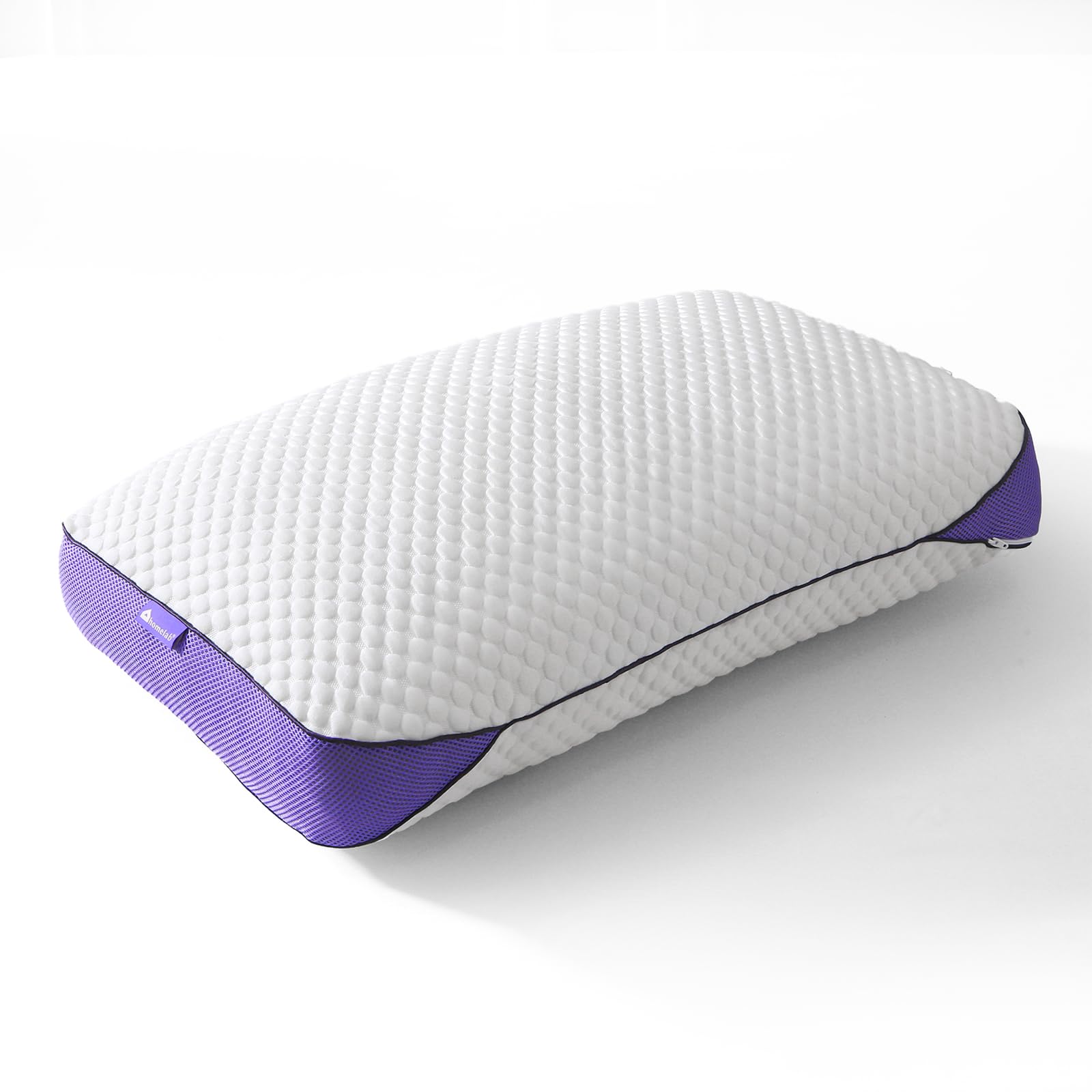 View 1 of HOMELAB Adjustable Shredded Memory Foam Pillow King Size, Cooling Bed Pillow for Sleeping with Removable Cover, Medium Pillow for Side Stomach & Back Sleepers, 1 Pack 20"x34"