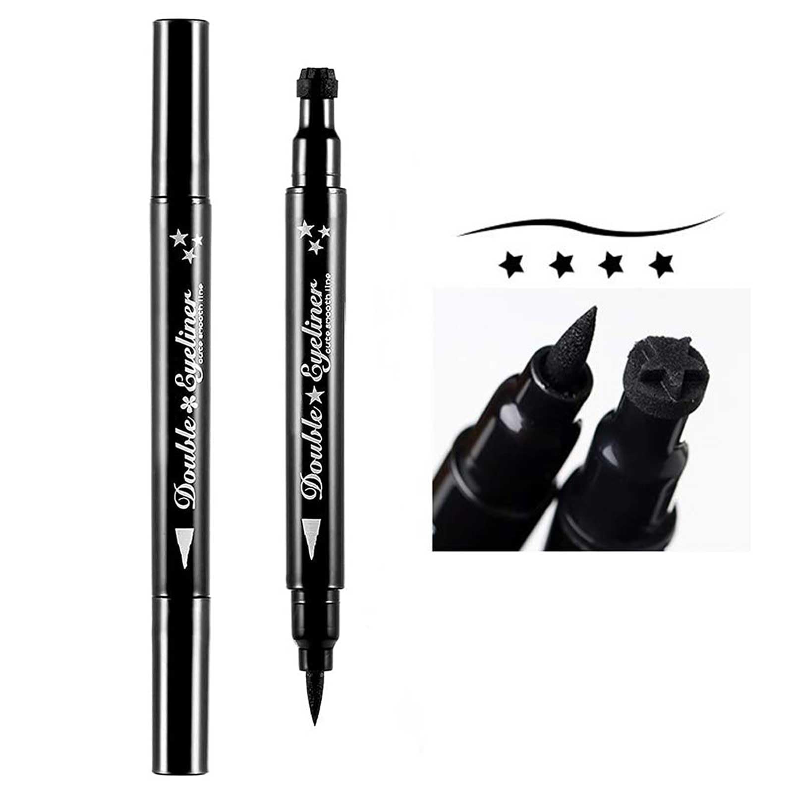 Pinkiou Waterproof Eyeliner Pen with Makeup Stamp Star Double End Eye Liner Makeup Tool (Star Shape)