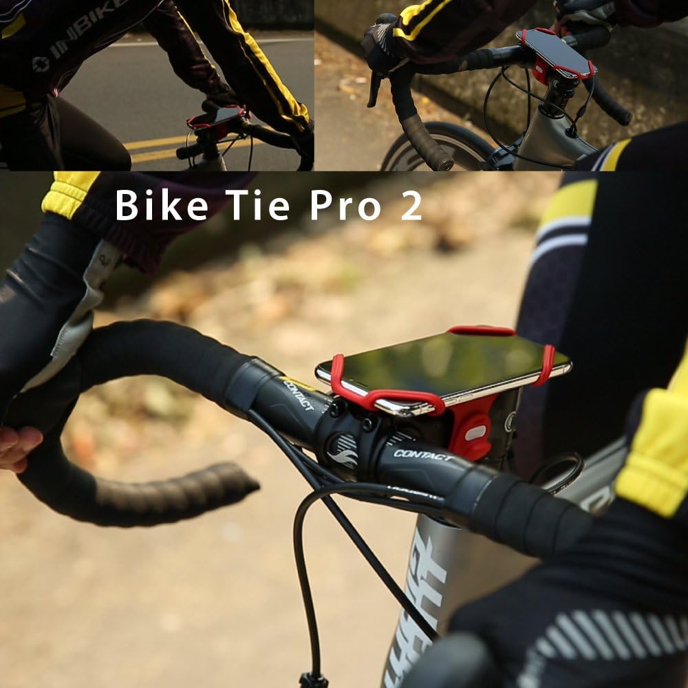 Bone Bike Tie Pro 2, Universal Bike Phone Mount for Stem Mount, Bicycle Motorcycle Stem Handlebar Cell Phone Holder for iPhone 12 11 Pro Max XS XR 8 7 6 Plus (Red)