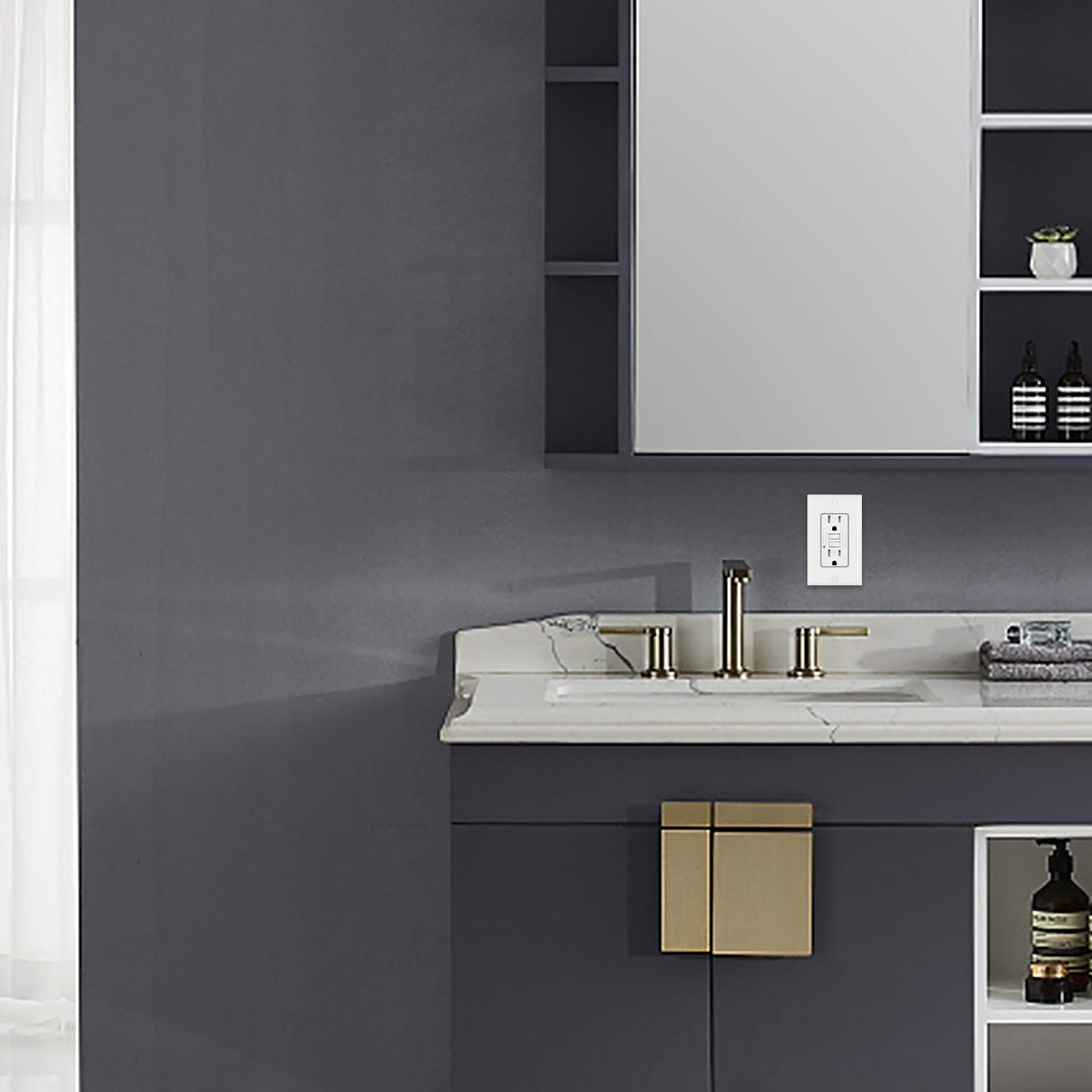 [10 Pack] BESTTEN 15 Amp GFCI Outlet, Tamper-Resistant(TR) GFI Receptacle with LED Indicator, Decorative Wallplate Included, ETL Certified, White: Industrial & Scientific