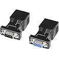 DTECH RS232 DB9 to RJ45 Serial Adapter DB-9 Female to RJ-45 Female and DB9 Male to RJ45 Female Ethernet Converter (2 Pack, DB9-F to RJ45-F and DB9-M to RJ45-F)