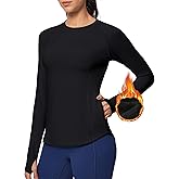 Ewedoos Thermal Shirts for Women Zipper Pocket Fleece Lined Long Sleeve Workout Tops Compression Running Hiking Ski Gear