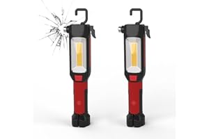 Maksone 2 Pack 9-in-1 Emergency Auto Tool with Flashlight, Window Breaker & Seat Belt Cutter, Magnetic LED Work Light with Hook for Car Repair, Camping, and Emergency Use (Battery Included)