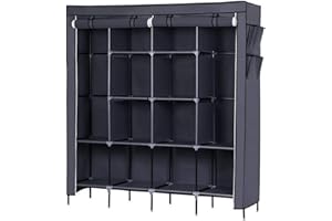 YFZD3087 YUFENGZHE Wardrobe Storage Closet Clothes Portable Wardrobe Storage Closet Portable Closet Grey 001 003