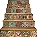 yazi Peel and Stick Tile Backsplash Stair Decals Brick Pattern Stair Riser Refurbished Stair Treads Decals 7''W x 39''L Arabic Style Wallpaper (Set of 6) (Arabic Style Tile)
