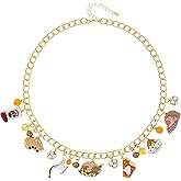 Madison Tyler Thanksgiving Charm Necklace for Women | Fun Turkey Pumpkin Pie Wine Sauce Ham Food Pendant Necklace | Holiday Festive Jewelry Party Gifts