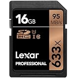 Lexar LSD16GCB1EU633 - Tarjeta de memoria Profesional SD de 16 GB (con hasta 95 MB/s, Clase 10, UHS-I, U1 o U3, velocidad de 633x)