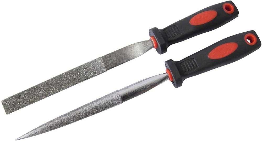 Orbitron 2 Piece Diamond File Set Half Round Flat Stone Glass Metal Tile Soft
