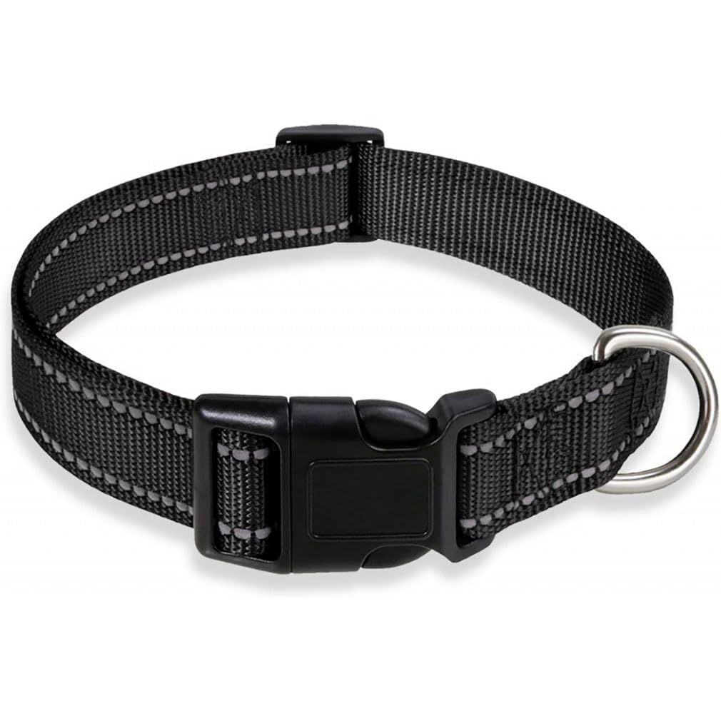 Reflective Nylon Dog Collar with Safety Buckle Nylon Adjustable Classic Puppy Collars Pet Collars with Soft Neoprene Padding for Extra Small and Puppy Dogs (XL(2.5 * 45-70CM))