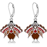 Talonior Thanksgiving Earrings Turkey Earrings for Women Sterling Silver Fall Thanksgiving Day Turkey Dangle Earring Jewelry Gift