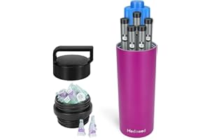 MEDINEED Insulin Cooler Travel Case TSA Approved, 60H 3-6 Pens Diabetes Care Medicine Travel Cooler, Refrigerated Medicine Case with Ice Packs, Medication Organizer for Diabetic Supplies Carrying (Red)