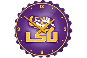 The Fan-Brand NCAA LSU Tigers - Bottle Cap Wall Clock - Sports Team Bar Sign Décor - Home, Dorm, Garage, Office, Fan Cave