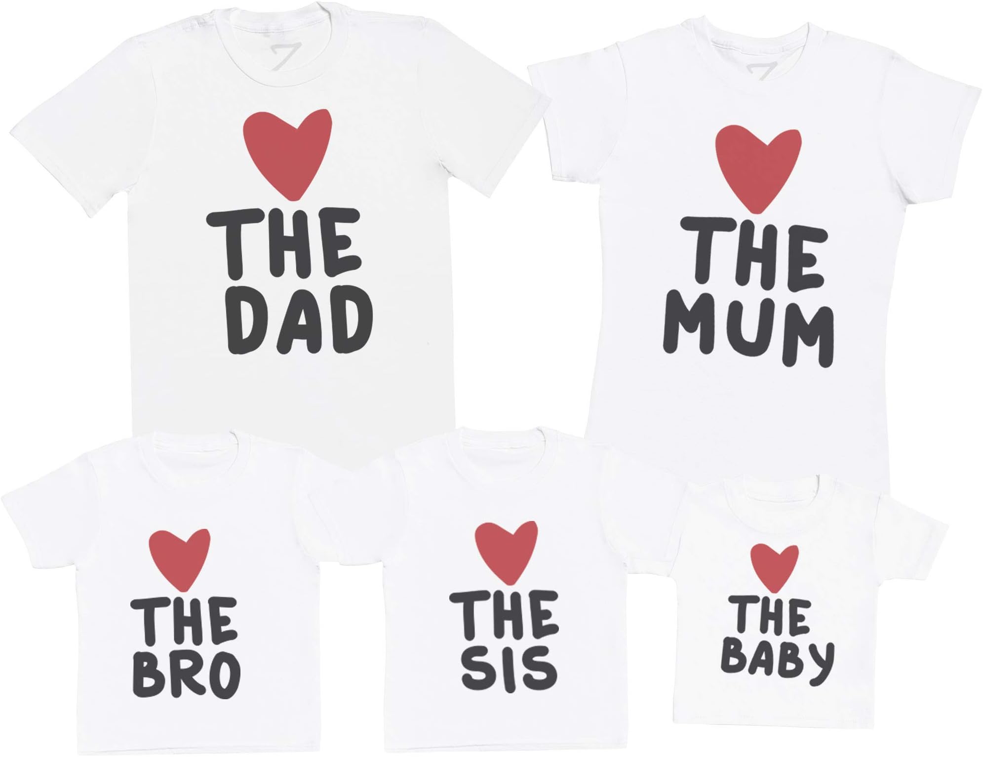 Create Your Set - The Family Hearts - Matching Family Baby Gift Set - Mum & Dad T Shirt & Baby/Kids T-Shirt - (Sold Separately)