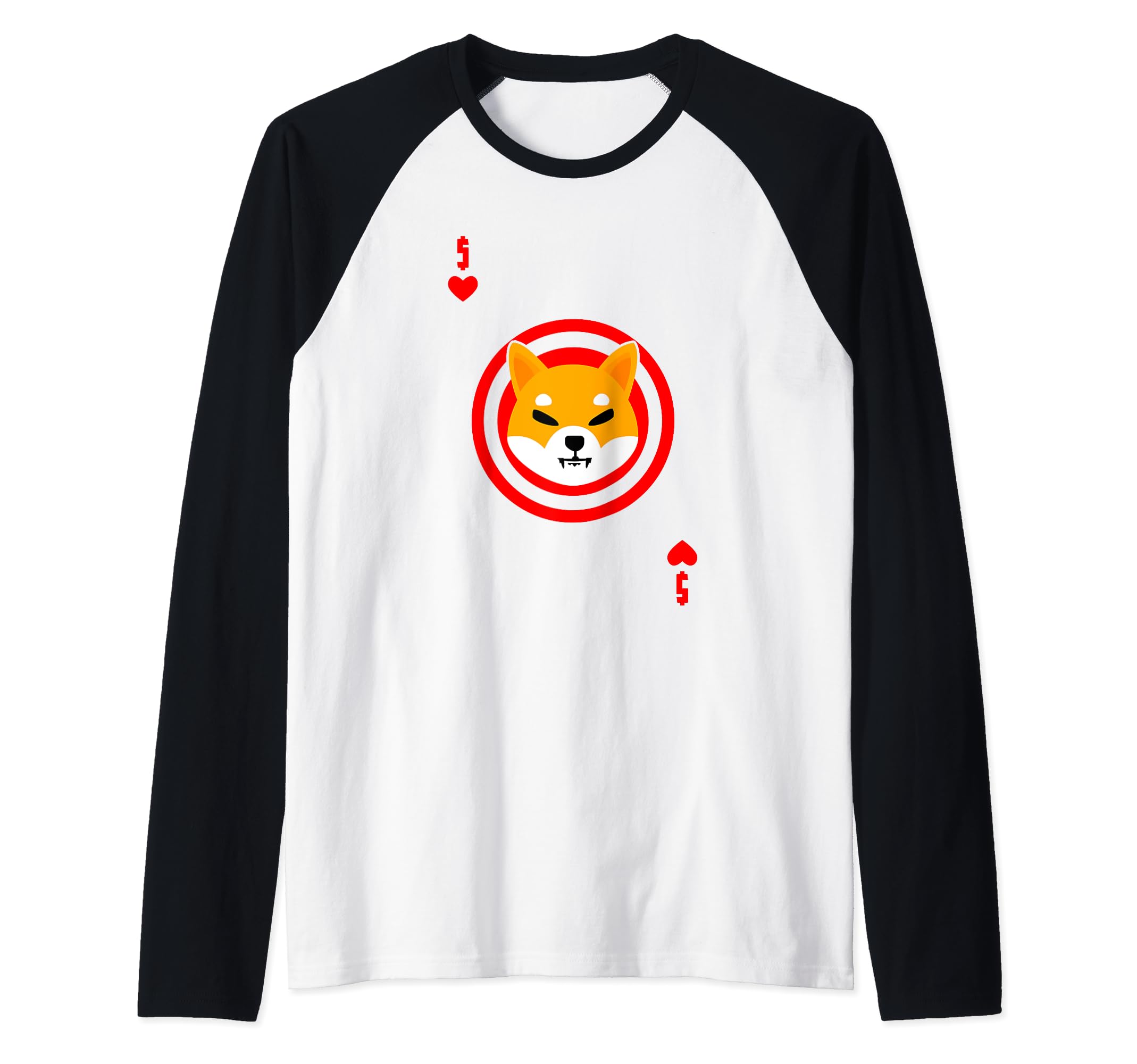 Shiba Inu Coin Hearts Card Blockchain HODL Cryptocurrency Raglan Baseball Tee
