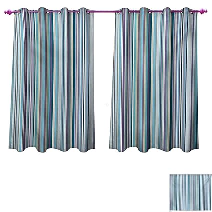 Chaneyhouse Striped Room Darkening Wide Curtains Blue Purple Teal