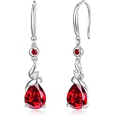 FANCIME Women Drop Earrings 925 Sterling Silver with Pear Gemstone Dangle Birthstone Earring Fine Jewelry Birthday Gifts for Women