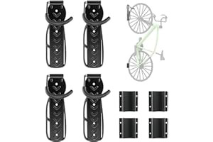HEZEYFERG 4 Pack Bike Rack for Garage with Tire Tray, Wall Mount Bike Hanger for Storage,Vertical Bike Hook for Indoor Shed,Hanging Bicycle for Apartment Holds Up to 70lbs