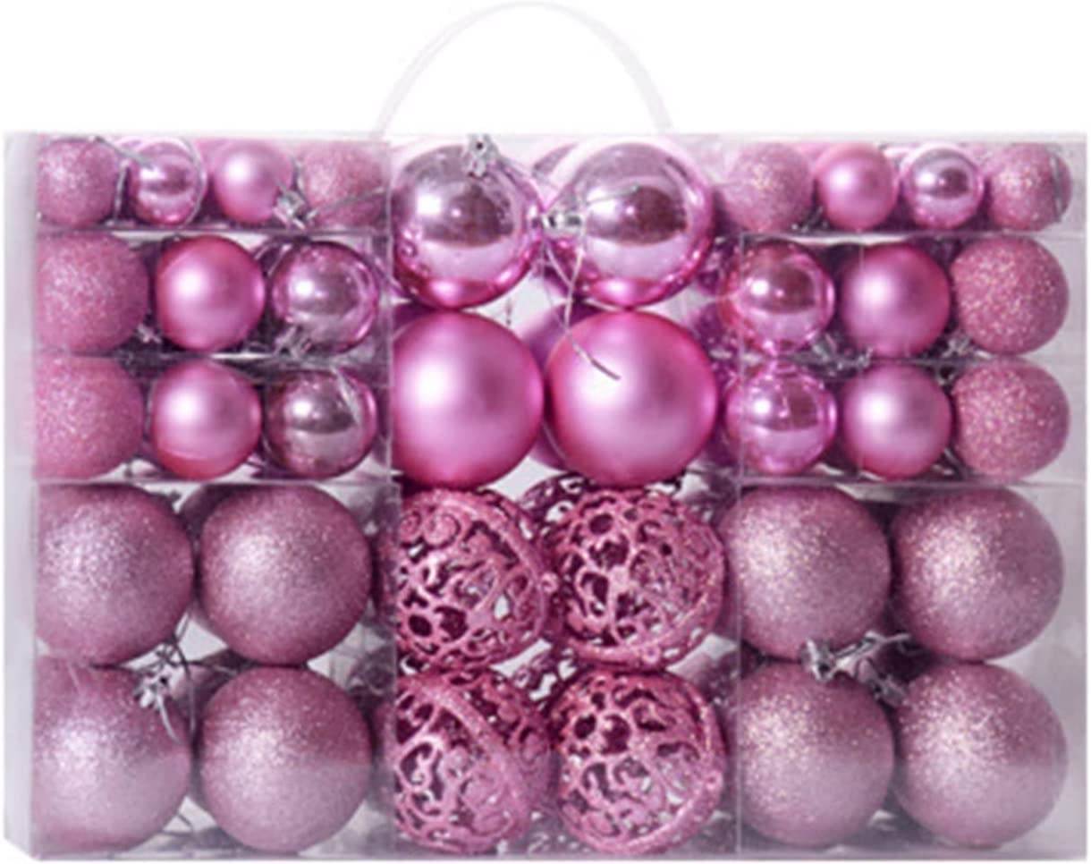 BSTMOME 100 Pack Christmas Balls Ornaments, Shatterproof Christmas Tree Baubles Hanging Ornaments Set for Festival Celebration Xmas Tree Holiday Wedding Party Decoration (Pink)