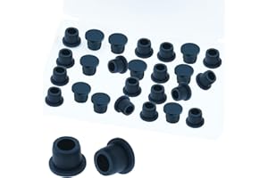 UILLCUET 24PCS 1/2 inch / 13mm Black Hole Plugs Silicone Rubber Plugs for Round Holes, Rubber Stoppers Waterproof Tube Plugs Flexible T-Type, Used for Sealing Plugs Bathtub Jet Covers, Fit for 12.5~13mm Hole