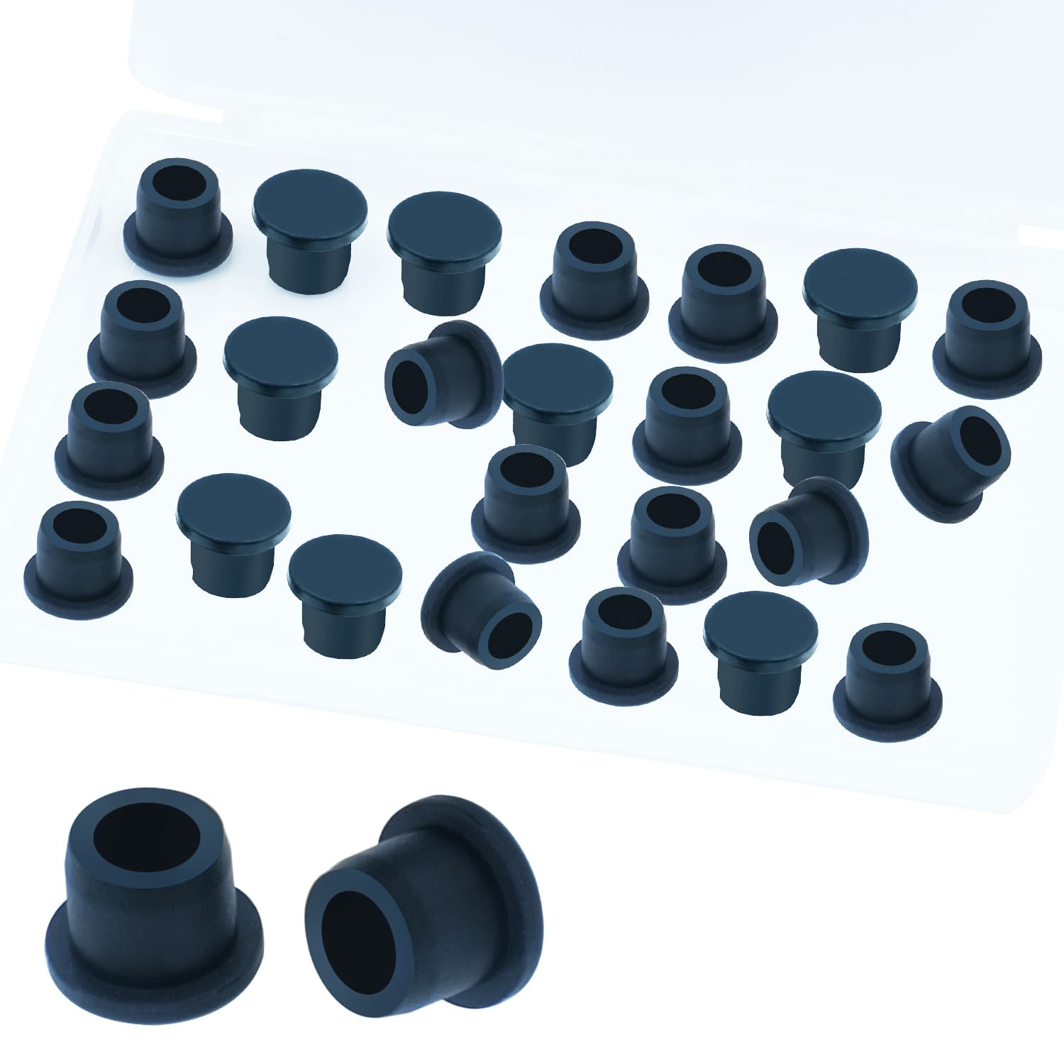 Photo 1 of 24PCS 1/2 inch / 13mm Black Hole Plugs Silicone Rubber Plugs for Round Holes, Rubber Stoppers Waterproof Tube Plugs Flexible T-Type, Used for Sealing Plugs Bathtub Jet Covers, Fit for 12.5~13mm Hole