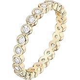 PAVOI 14K Gold Plated Rings with Cubic Zirconia - 2.8mm Stackable for Women - Gold Love Ring