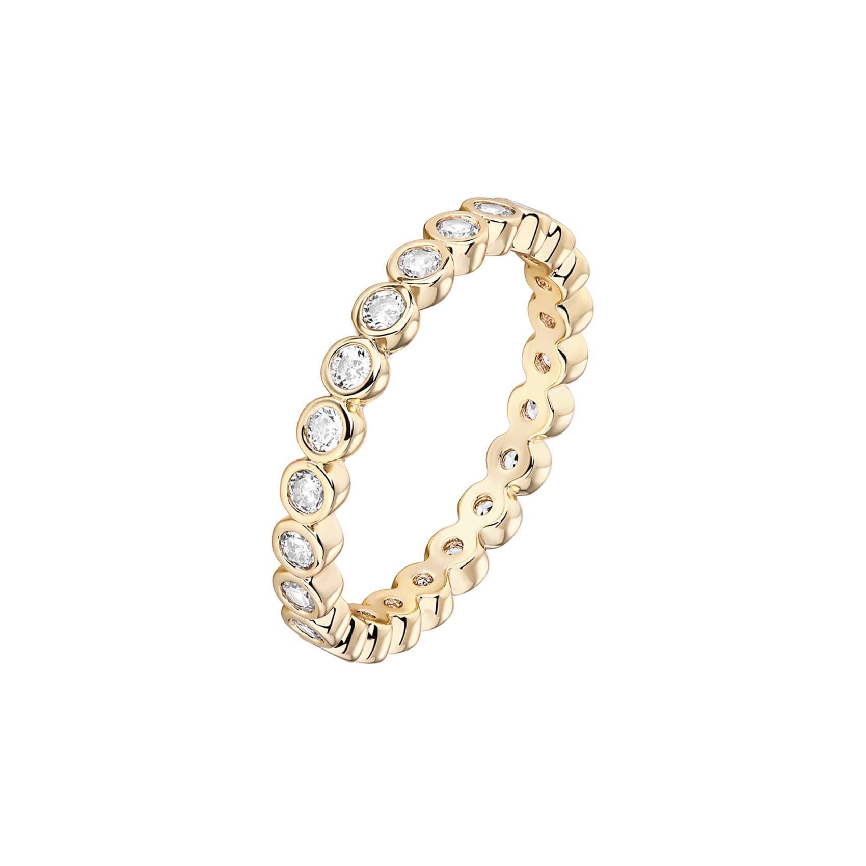 PAVOI 14K Yellow Gold Plated Love Ring with Cubic Zirconia - 2.8mm ...