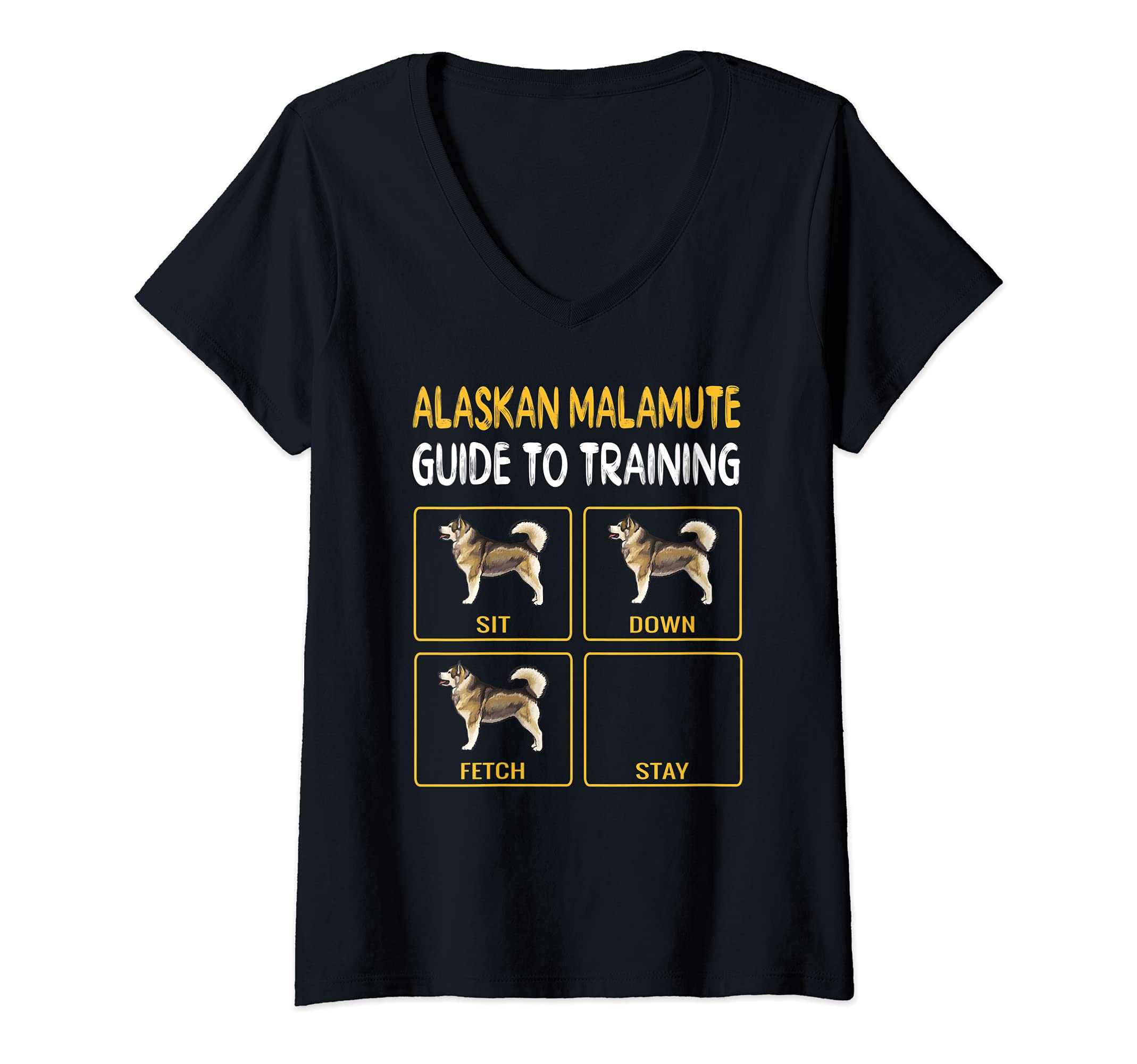 Womens Alaskan Malamute Guide To Training Dog Obedience V-Neck T-Shirt