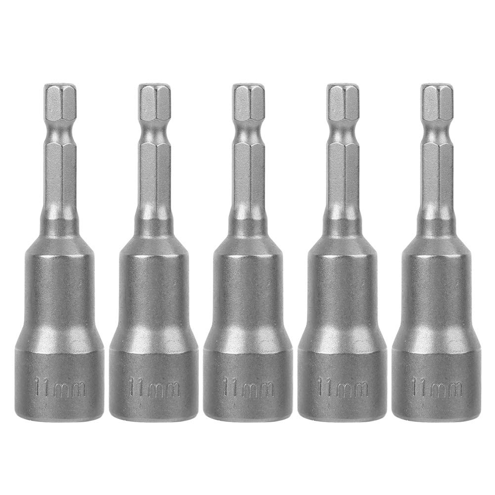 Magnetic Drill Bit Adapter, 5Pcs Magnetic Hex Socket Tool Steel Electric Screwdriver Magnetic Drill Bit Adapter 11mm, Sleeve, Nut Drivers