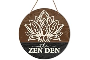HSNBT Zen Den Room Wall Decor, Yoga Studio Room Wall Decor Meditation Spiritual Room Door Lotus Flower Wooden Hanging Sign Decorations, Gifts for Meditation Yoga Lover