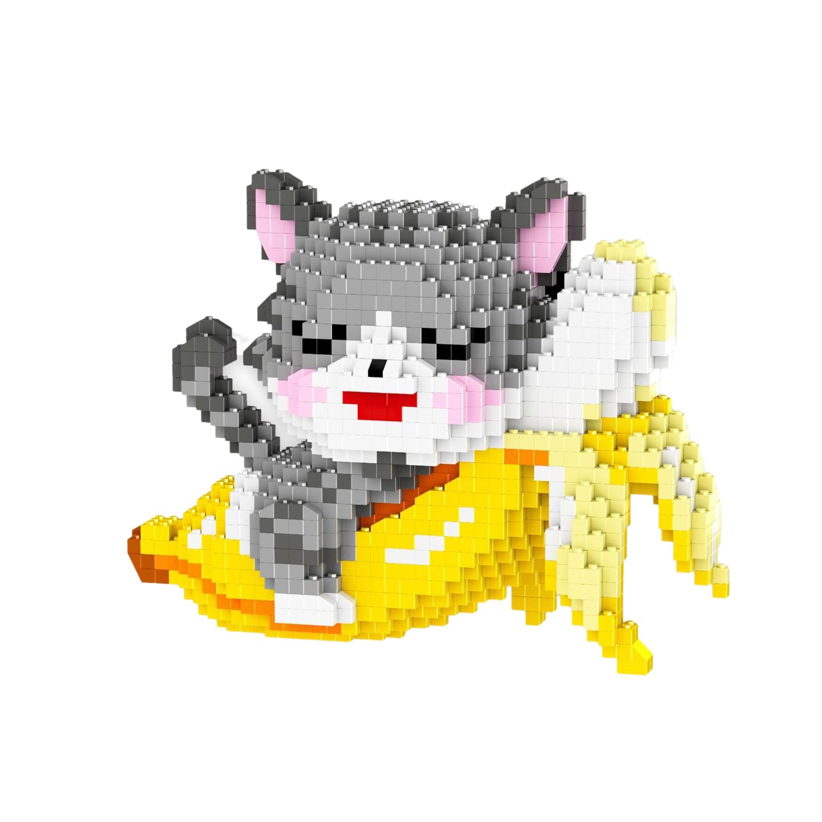 Larcele Micro Building Blocks Animal Set, DIY Mini 3D Building Toy Bricks,2427 Pieces KLJM-10 (Banana Cat)