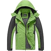 Spmor Men's Rain Jacket Waterproof with Hooded Hiking Outdoor Coat Lightweight Windbreaker