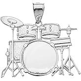 Polished 925 Sterling Silver Miniature Drum Set Music Charm Pendant