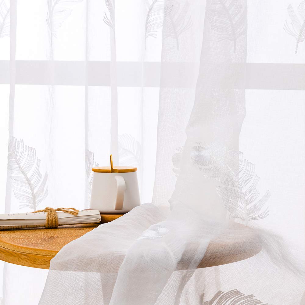 Fur Kinderzimmer Wohnzimmer Schlafzimmer 2er Set Mrtrees Voile Gardinen Blumen Stickerei Transparent Vorhang Kurz Leinenoptik Fensterschal Stores Schals Mit Osen Modern Braun 145 140cm H B Fensterdekoration Wohnaccessoires Deko