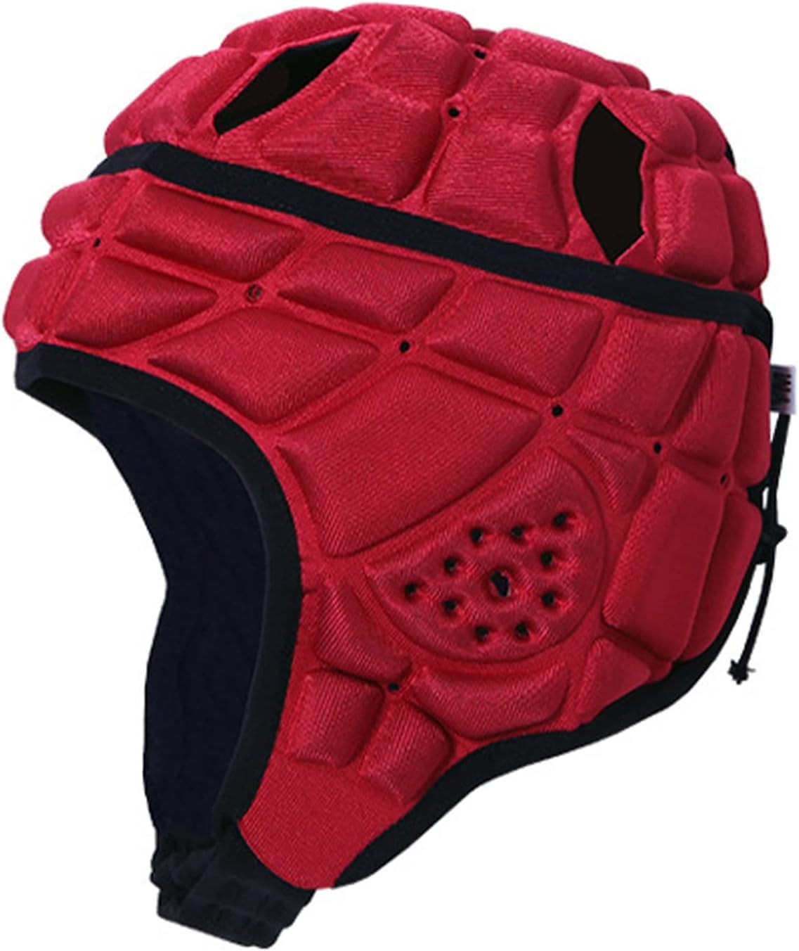 Kids Youth Adjustable Rugby Helmet Soft Padded Football Headgear Anticollision Cap with Chin Strap Soccer Head Protector Cap Football Hockey Headguard Protective Headgear