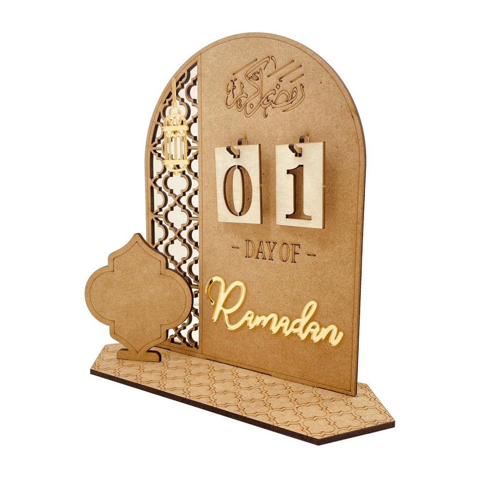 Ramadan Advent Calendar Wooden Countdown Calendars Decorations for Home, 30 Days Til Eid, Ramadan Gift for Kids, Ramadan and Eid Decor